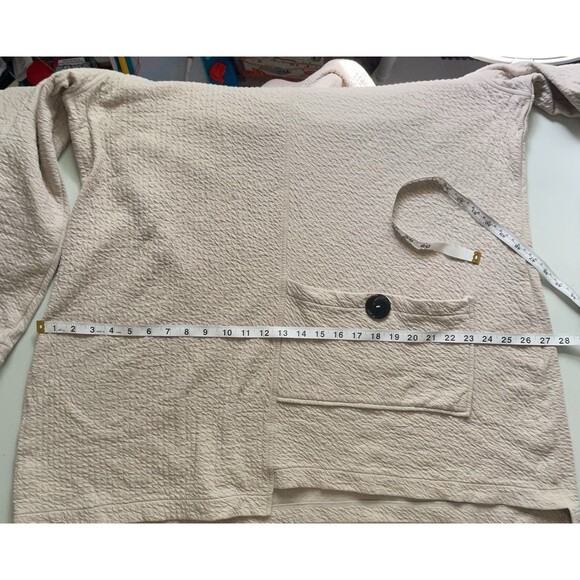 Soft Surroundings Cowl Neck Tunic 3X Beige Textured Lagenlook Pocket Boho Casual - Picture 10 of 13